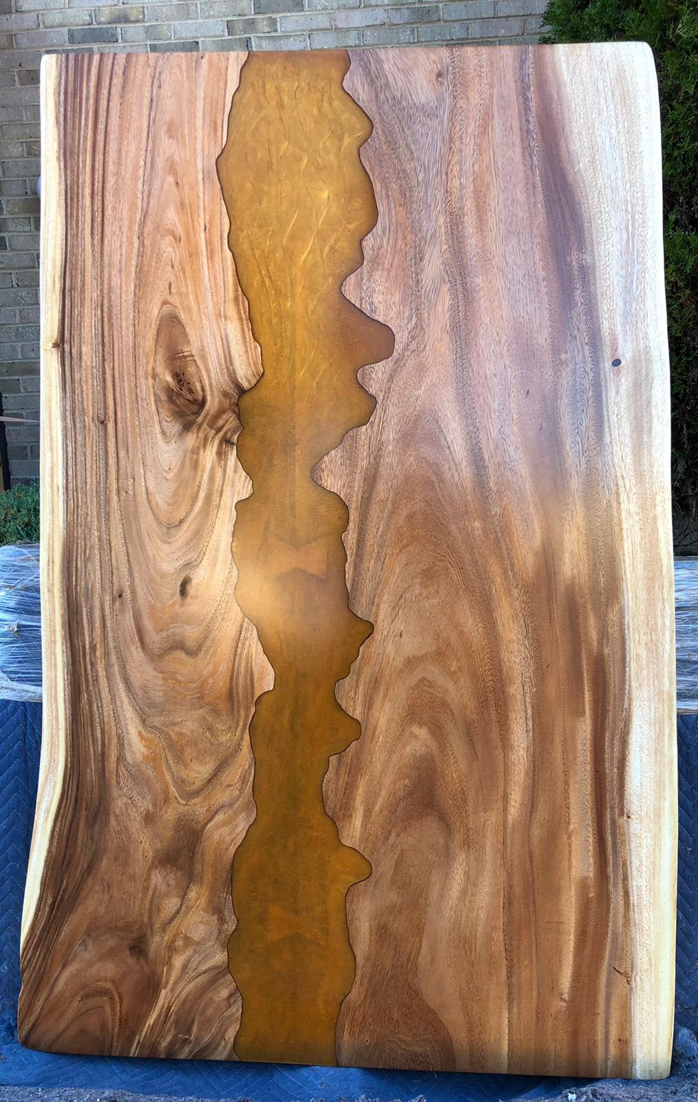 Live edge acacia wood slab dining table with epoxy 59