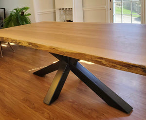 Live edge oak wood dining table