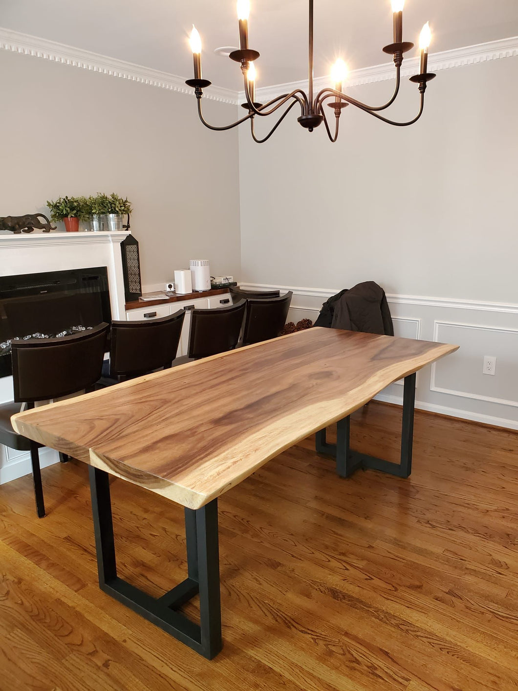 Live edge acacia wood dining table