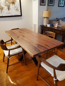Live edge walnut dining table midcentury modern