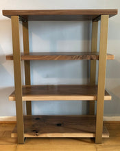 Bookshelf walnut wood with brass frame