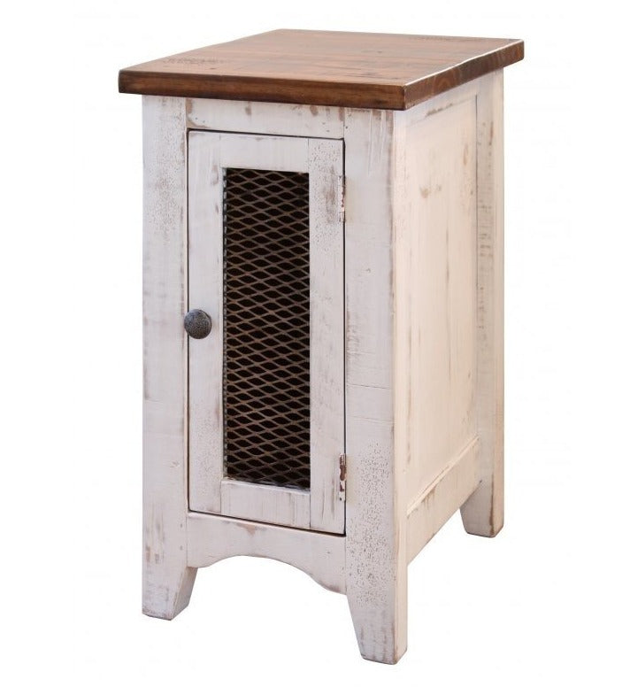 Rustic dual tone white brown side table