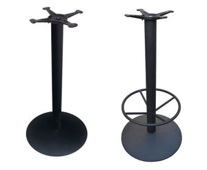 Round Bar Height Base with Optional Footrest in Cast Iron