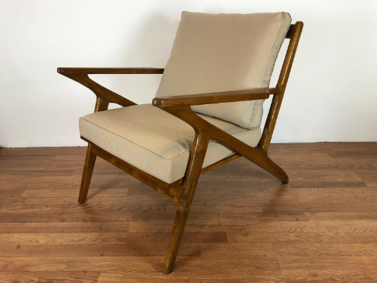 Mid Century Teak Lounge Chair Solid Wood Modern Accent Chair – R