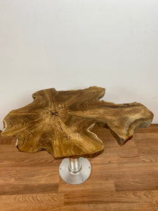 TS03 Live edge free form teak root wood slab 29" x 20"