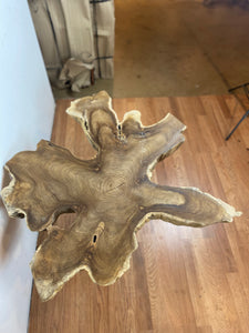 TS06 Live edge free form teak root wood slab 35" x 36"