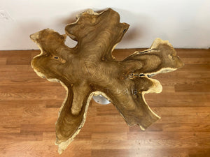 TS06 Live edge free form teak root wood slab 35" x 36"