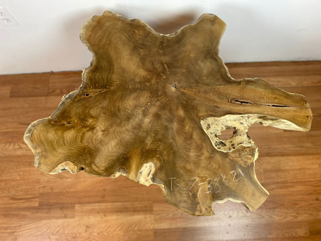 TS07 Live edge free form teak root wood slab 38