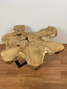TS21 Live edge free form teak root wood slab 39" x 38"