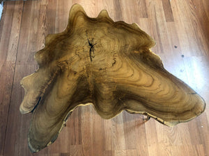 TS22 Live edge free form teak root wood slab freeform coffee table 31" x 28"