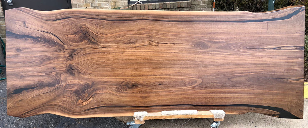 W23-10438 Bookmatch Live Edge Walnut Wood Slab