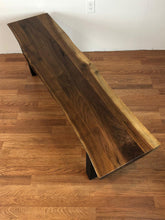 Walnut wood slab bench