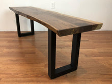 Walnut wood slab bench