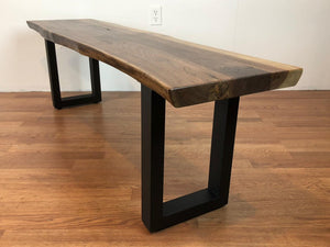 Walnut wood slab bench