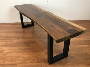 Walnut wood slab bench