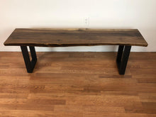 Walnut wood slab bench