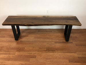 Walnut wood slab bench