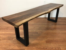 Walnut wood slab bench