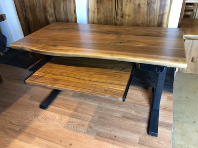 Live edge walnut desk with pullout keyboard tray (Custom size available)