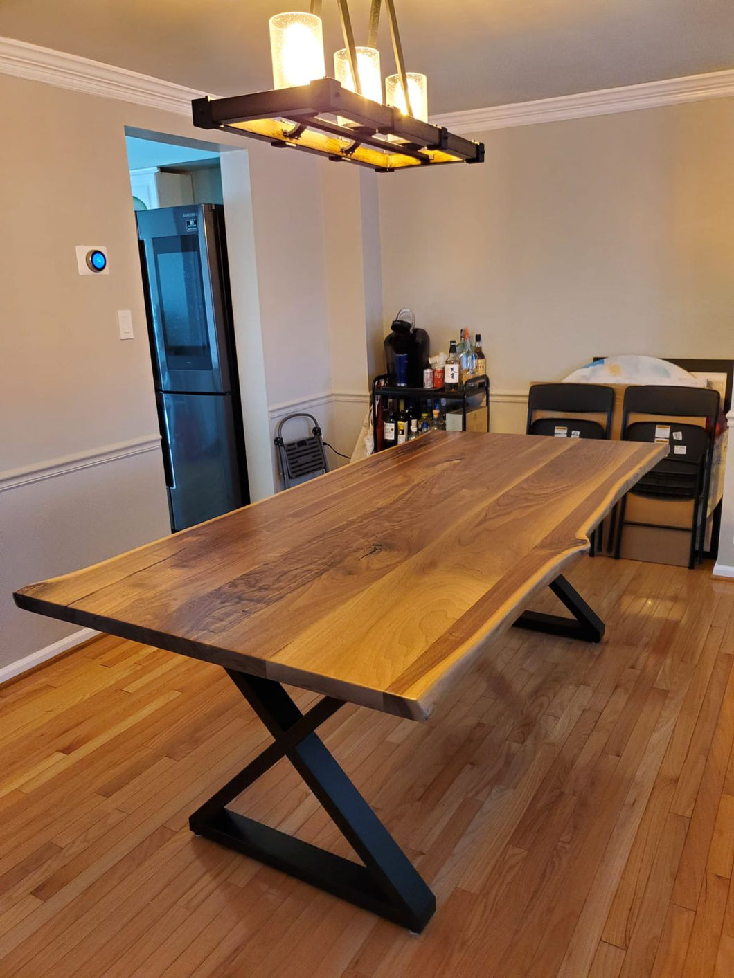 Live edge walnut wood dining table